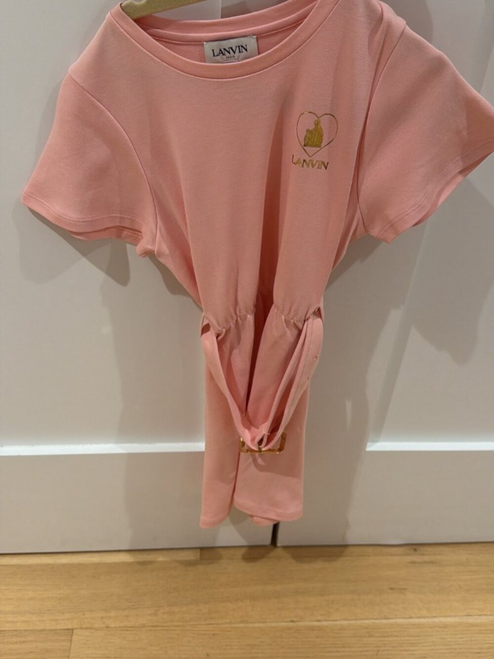 Lanvin Paris Girls Pink Belted T-Shirt Dress Size 6